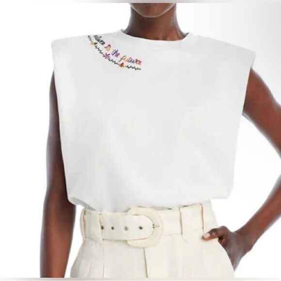 FARM RIO NWT nature is the future embroidered organic cotton top White Size S - Picture 5 of 13